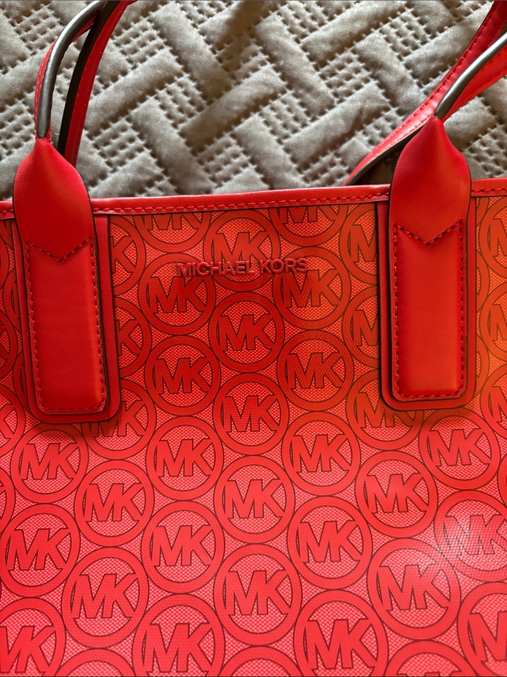 Michael Kors Bright Red MK Logo Tote